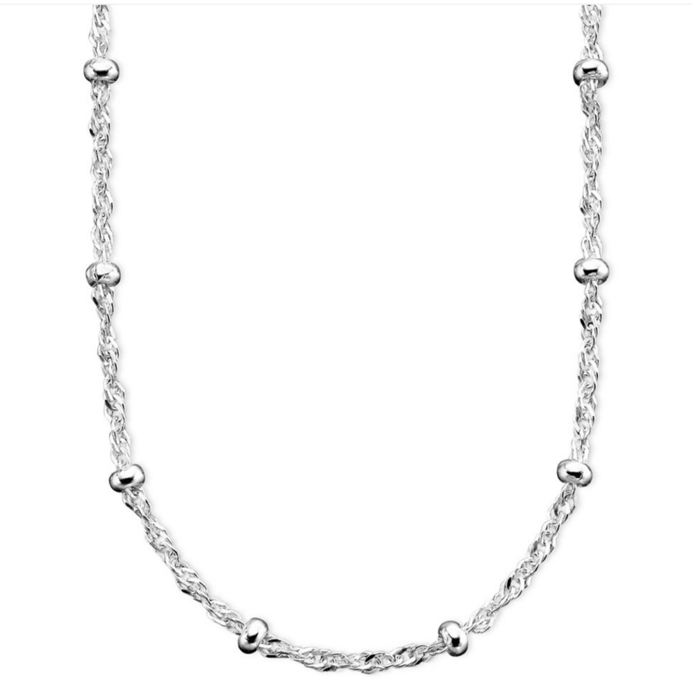 Giani Bernini Sterling Silver Necklace 16" Small Bead Singapore Chain